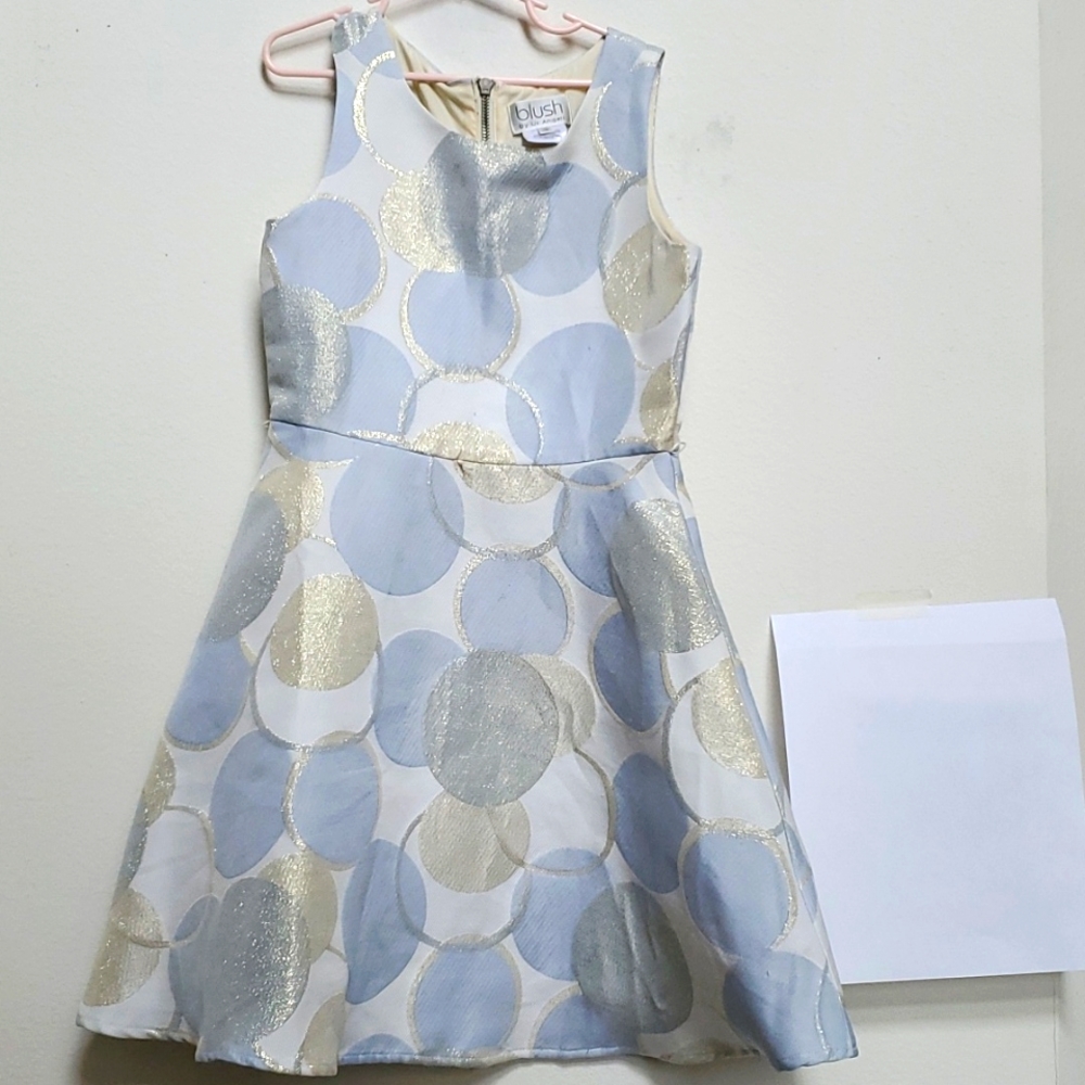 Dress with gold and light blue designs